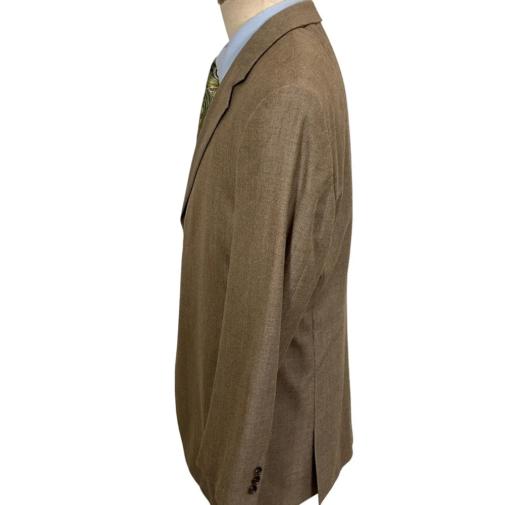 Alberto Zimi Signature Ticknors Blazer Mens‎ 40R Silk Wool Tan Sport Coat